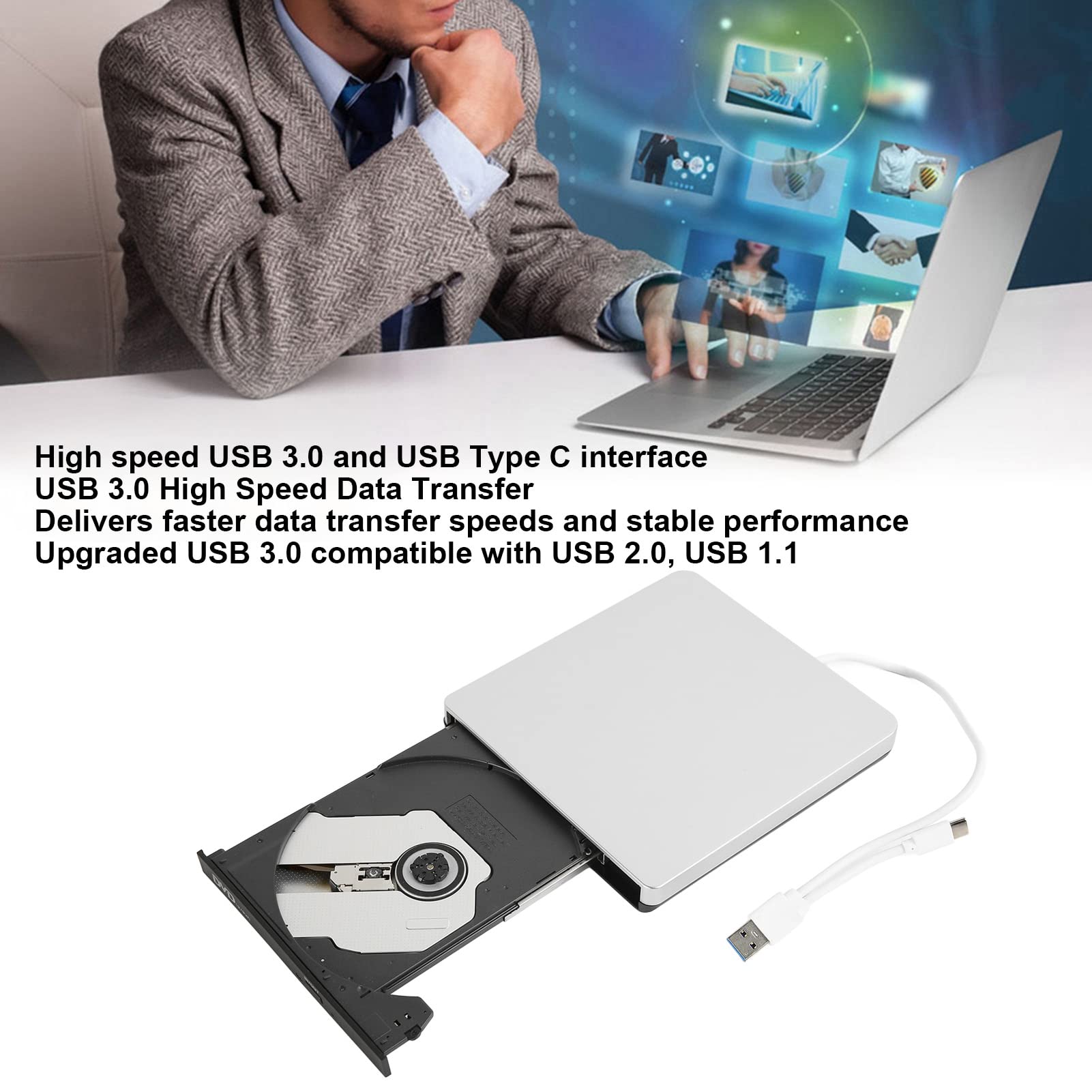 新品 USB3とType-C 外付けCDDVDバーナー＆BD-ROMプレーヤー Amazon.co.jp: USB 3.0 & Type C DVDドライブ CDバーナー ドライバー